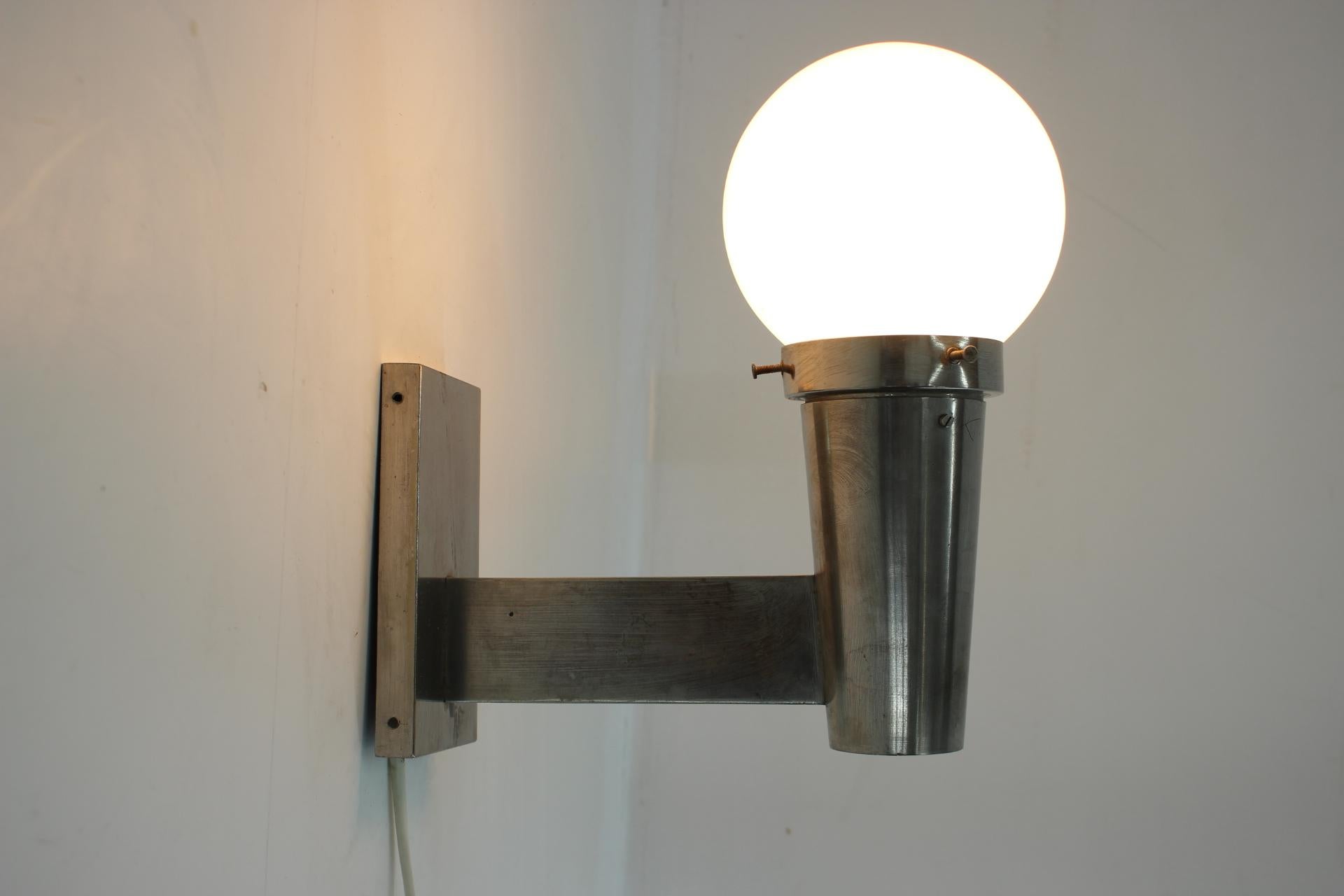 Czech Pair of Bauhaus Chrome Wall Lamps/Scones, 1930s For Sale