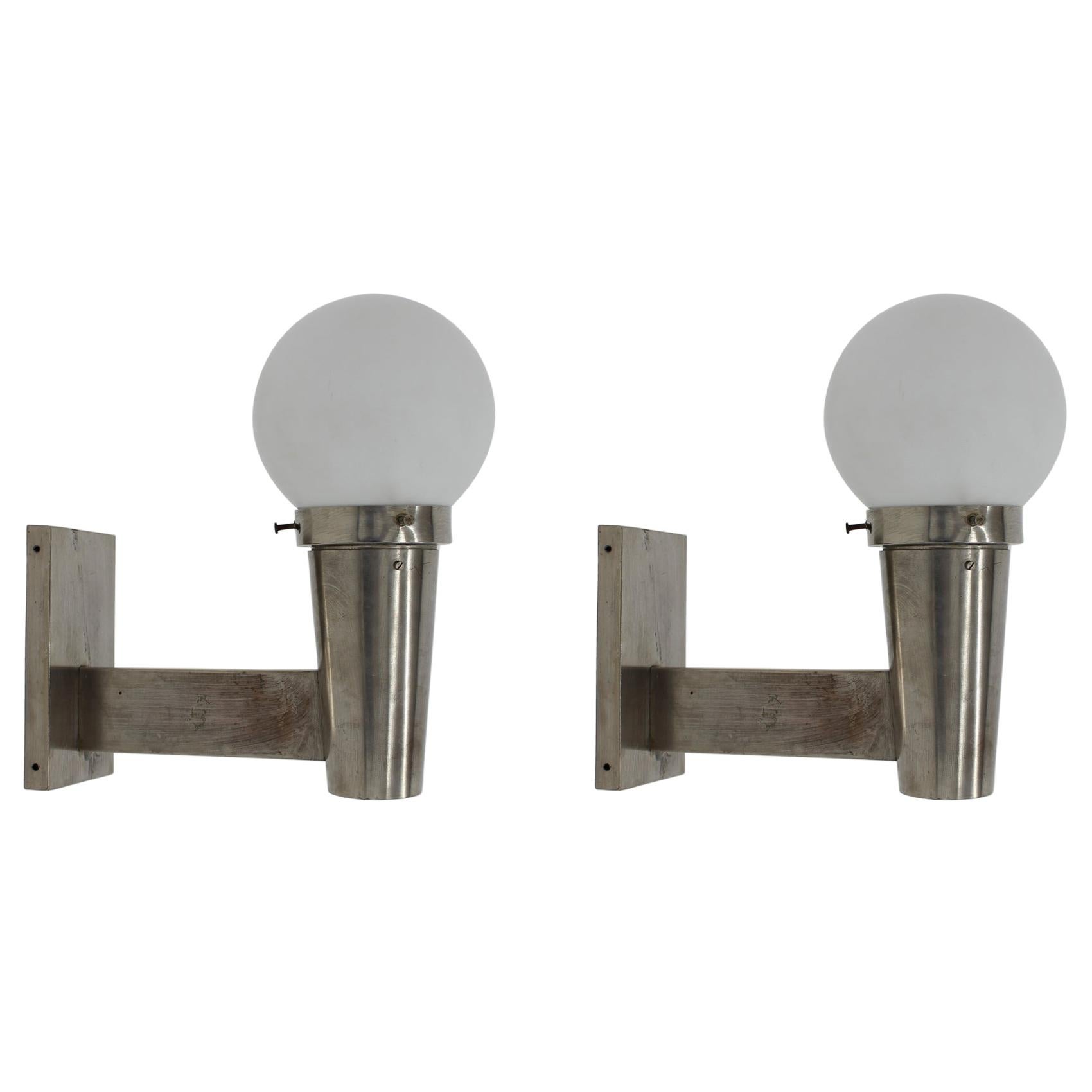 Pair of Bauhaus Chrome Wall Lamps/Scones, 1930s For Sale