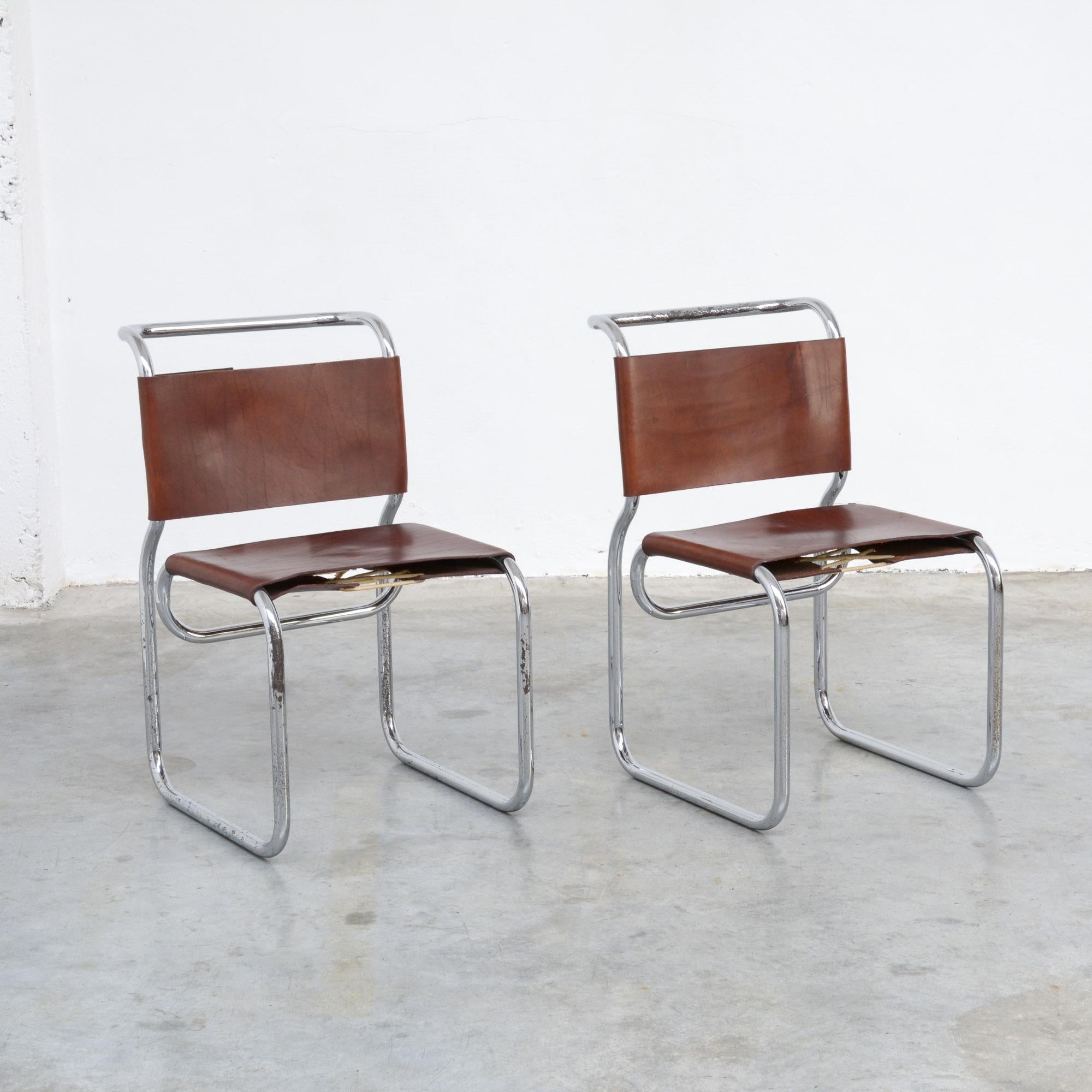 Pair of Bauhaus Inspired Tubular Chairs In Good Condition In Vlimmeren, BE