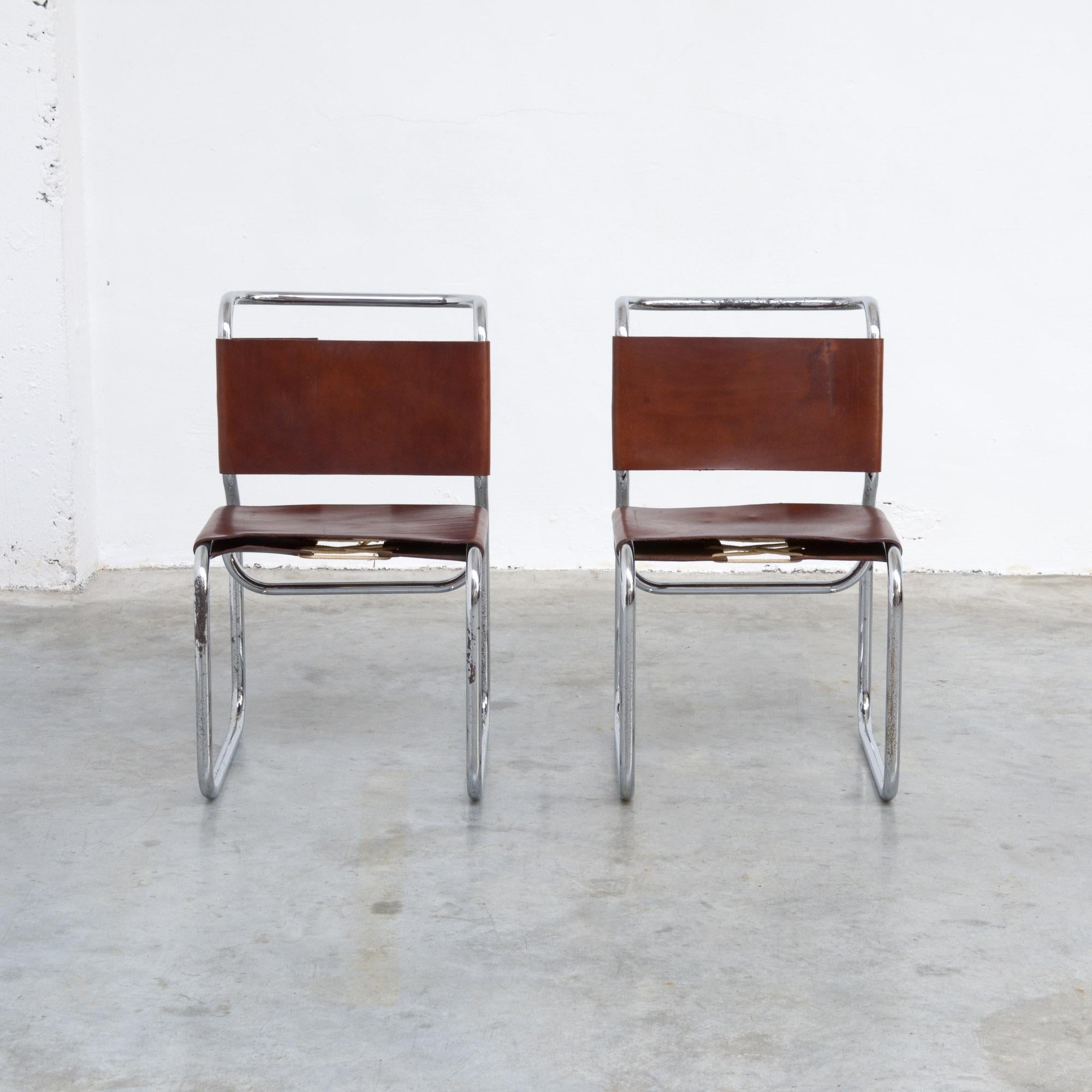 Late 20th Century Pair of Bauhaus Inspired Tubular Chairs