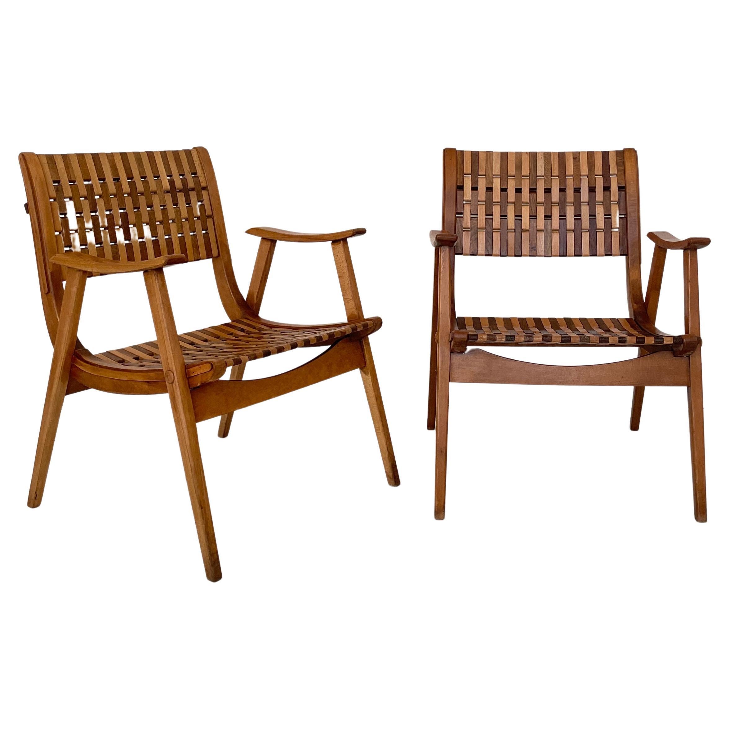 Pair of Bauhaus Lounge Chairs by Erich Dieckmann for Gelenka in Beechwood, 1930s