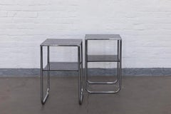 Pair of Bauhaus Side Tables with Opaxid Glass, Brno ca. 1930