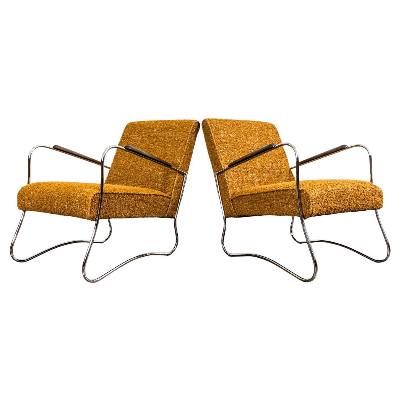 Pair of Bauhaus Style Armchairs from Wschód Zadziele, 1950s