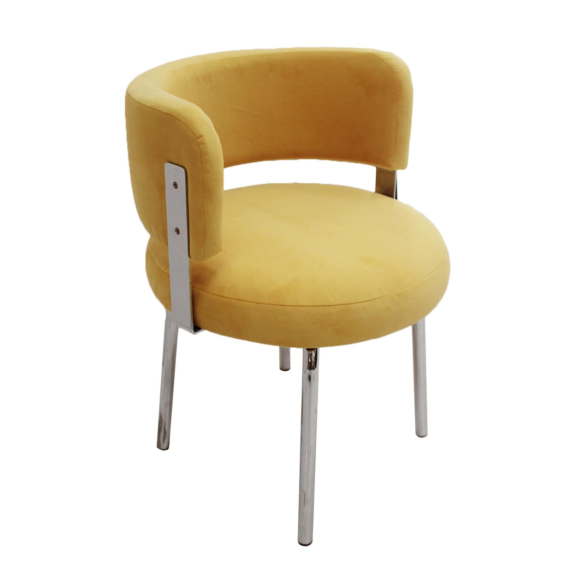 Italian Pair of Bauhaus Style Chairs for Pizzi Arredamenti Upholstered in Yellow Cotton  For Sale