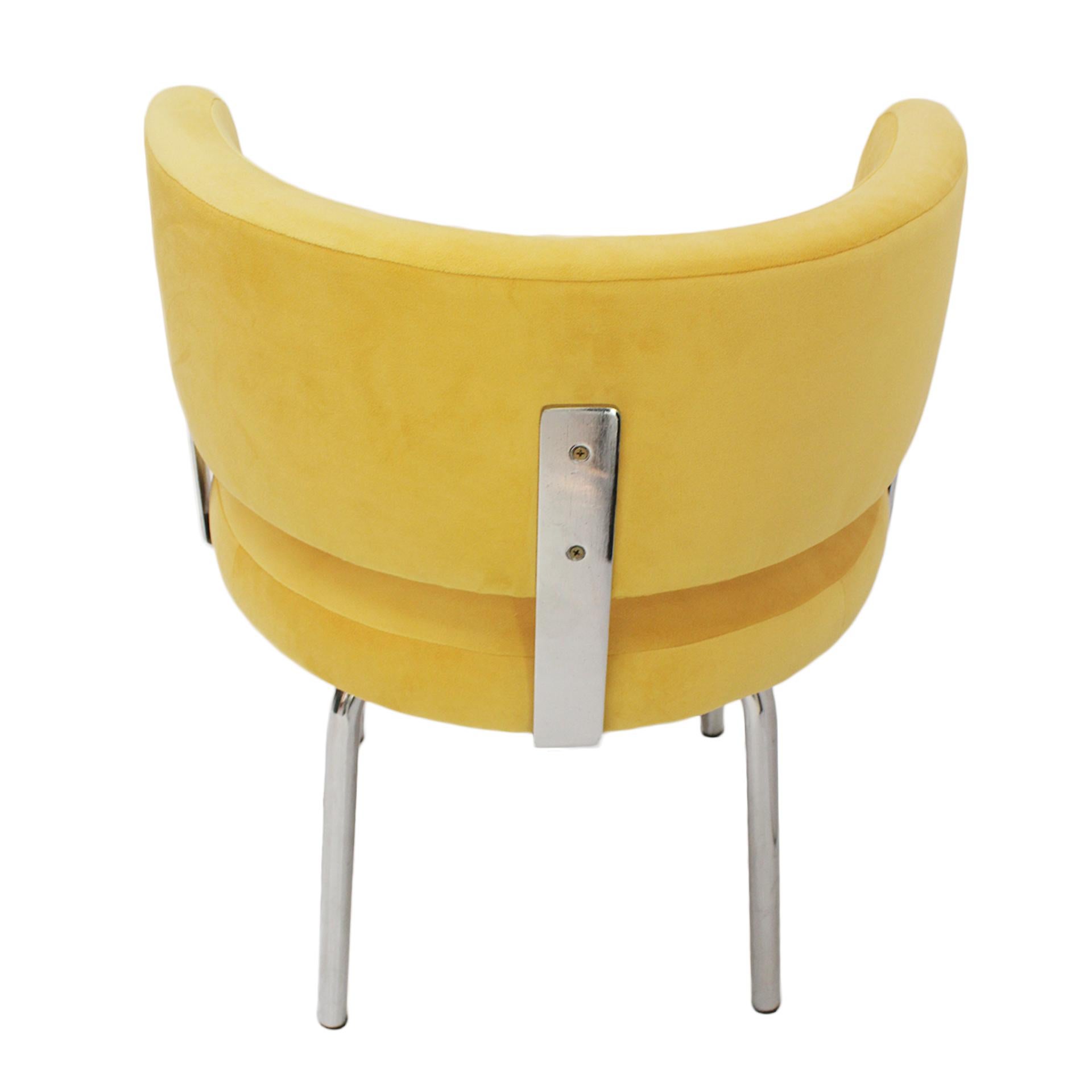 Paar Stühle im Bauhaus-Stil für Pizzi Arredamenti, gepolstert mit gelber Baumwolle  im Angebot 2