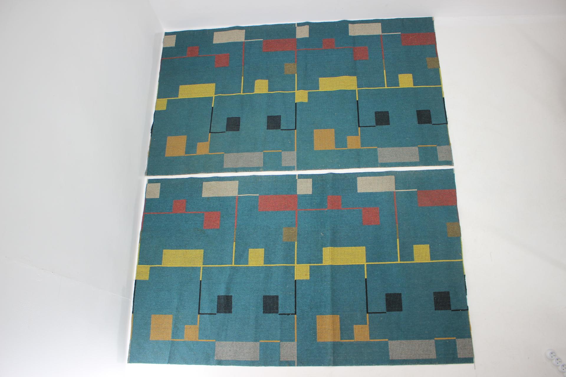 Textile Pair of Bauhaus Style Geometric Carpets, 1940s  For Sale