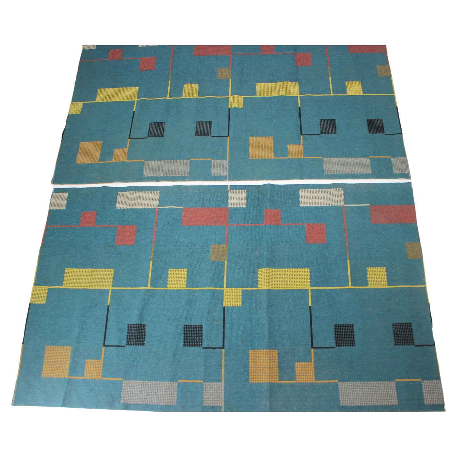 Pair of Bauhaus Style Geometric Carpets, 1940s  For Sale