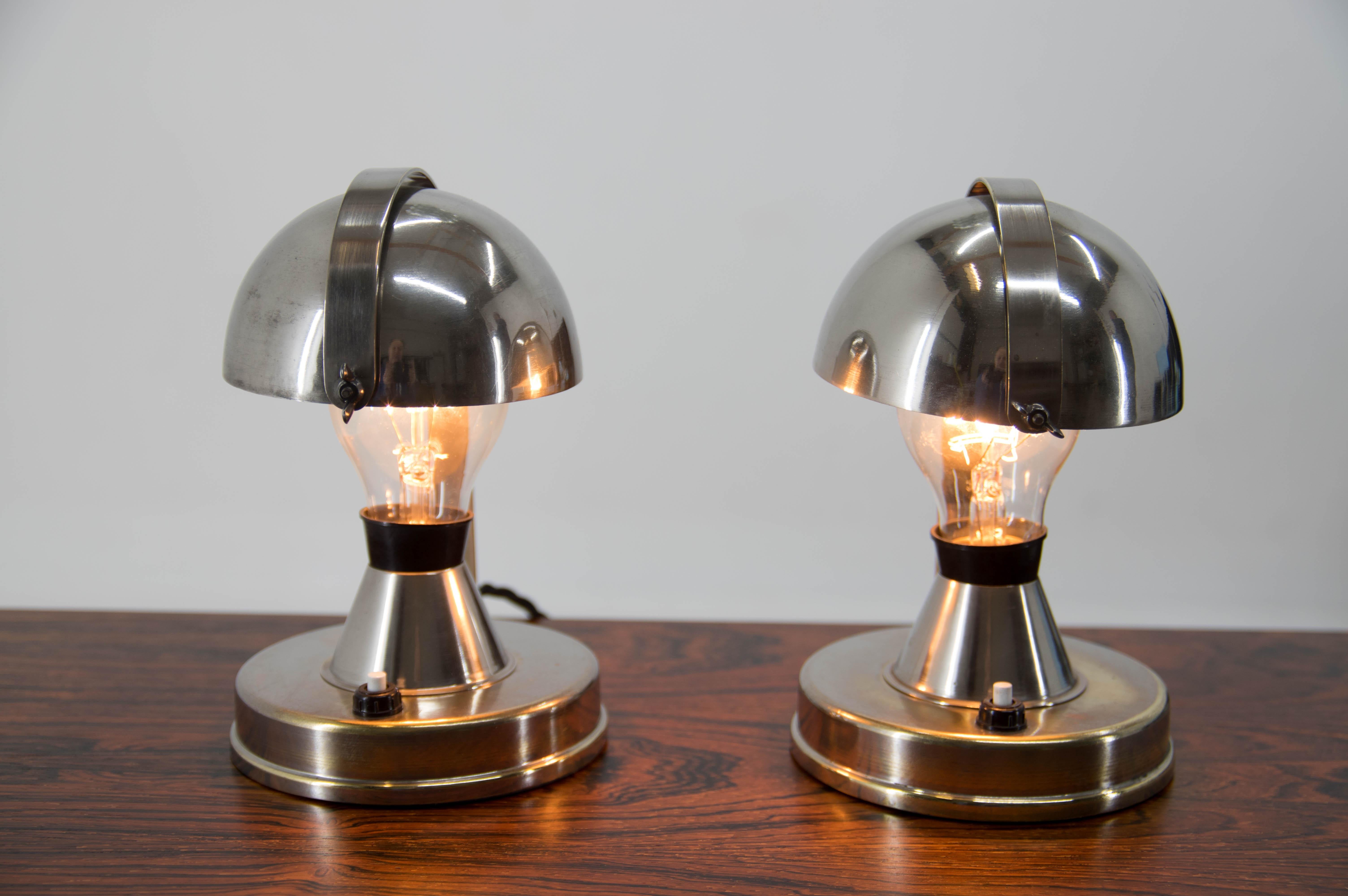 Pair of Bauhaus Table Lamps by Franta Anyz, 1930, Restored In Good Condition In Praha, CZ