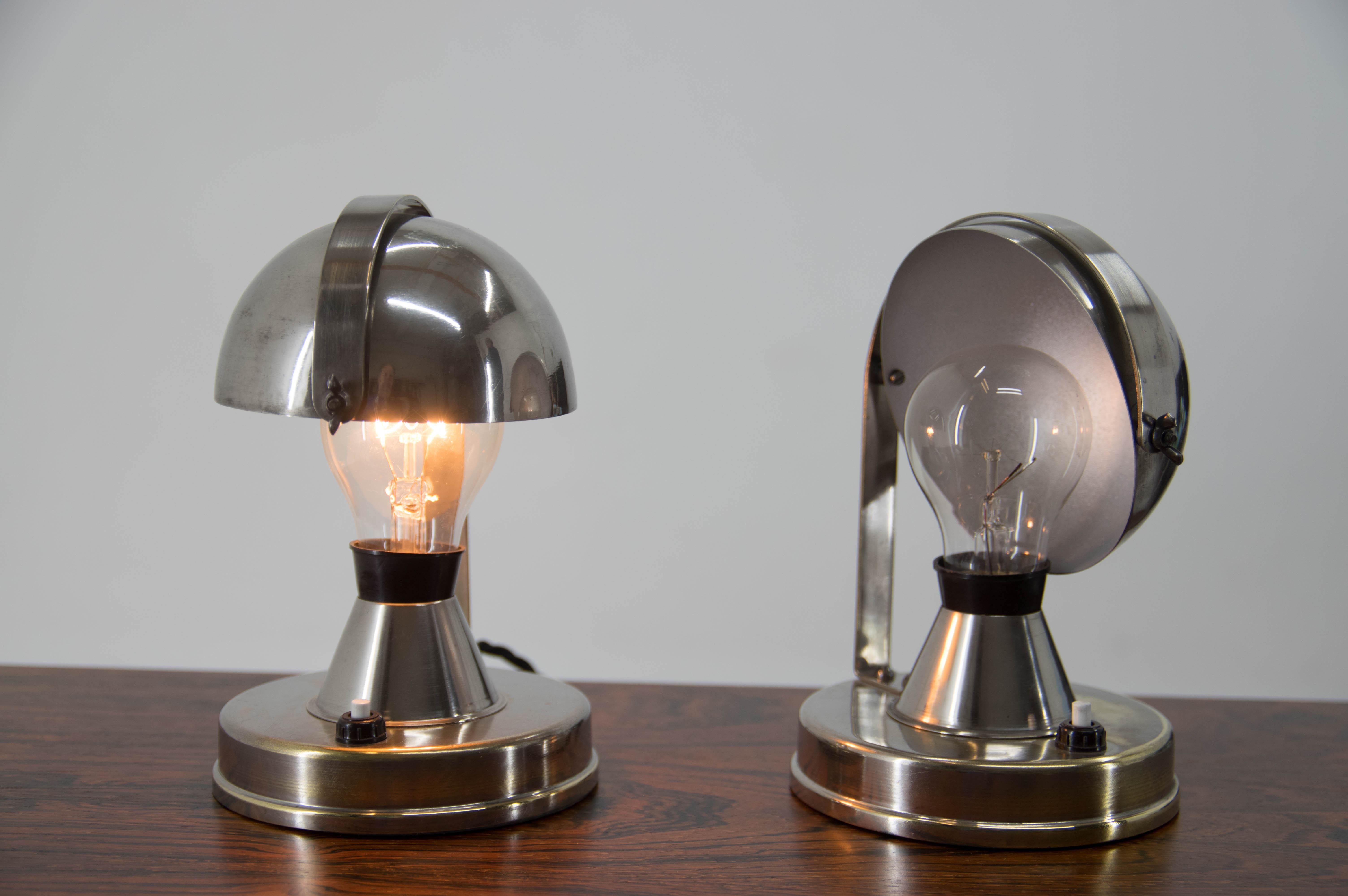 Mid-20th Century Pair of Bauhaus Table Lamps by Franta Anyz, 1930, Restored