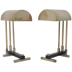 Pair of Bauhaus Table Lamps in the Style of Marcel Breuer
