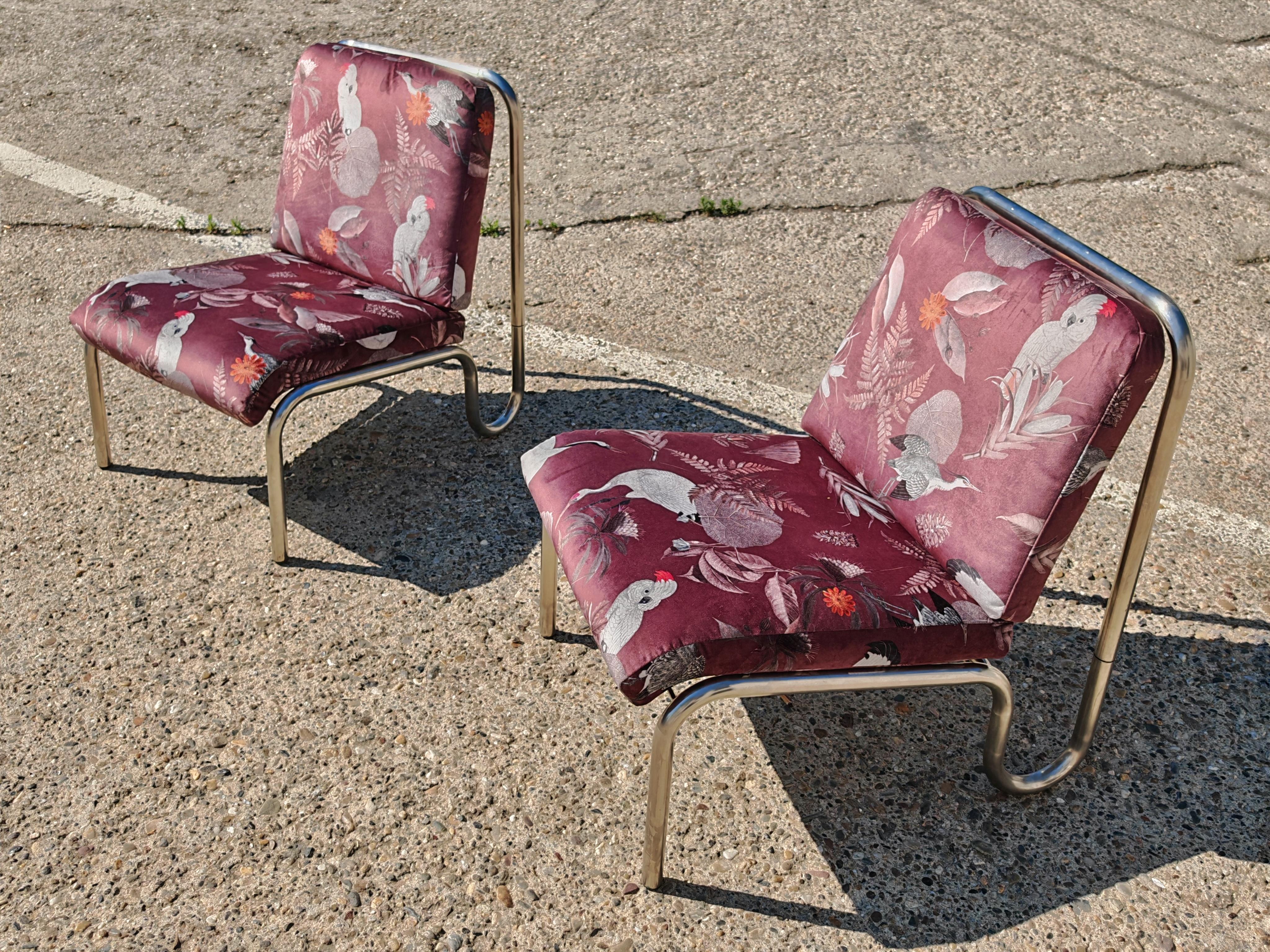 Paire de chaises longues tubulaires Bauhaus en acier, Allemagne de l'Ouest, années 1950 Bon état - En vente à Beograd, RS