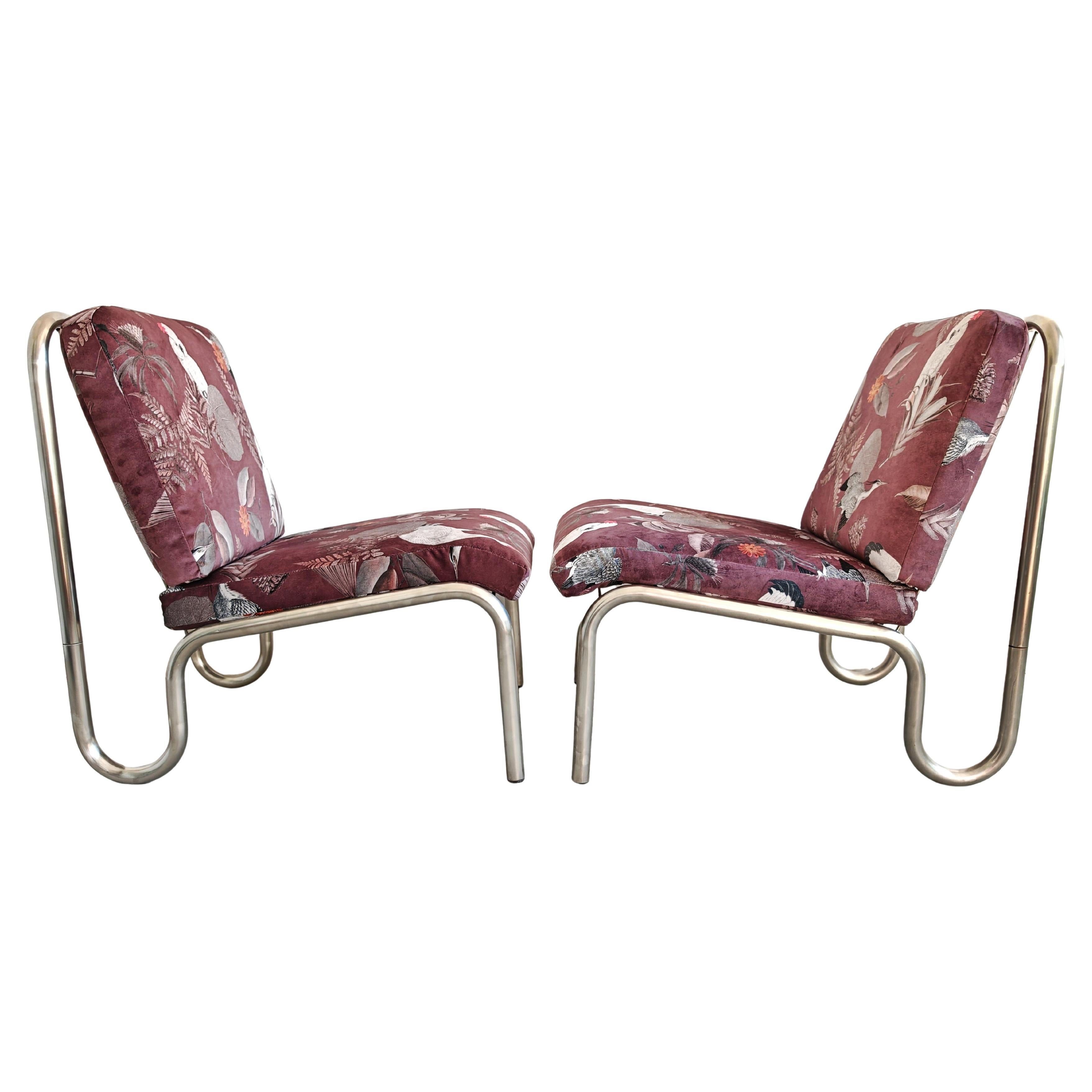 Paire de chaises longues tubulaires Bauhaus en acier, Allemagne de l'Ouest, années 1950 en vente