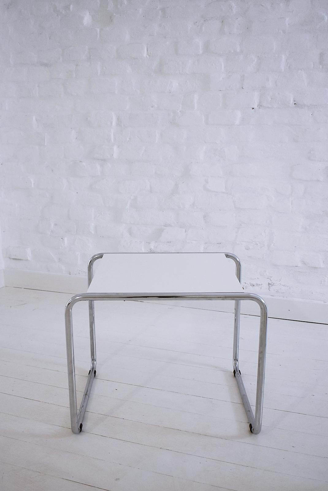 Italian Pair of Bauhaus Tubular Side Tables after Marcel Breuer, Italy, 1990