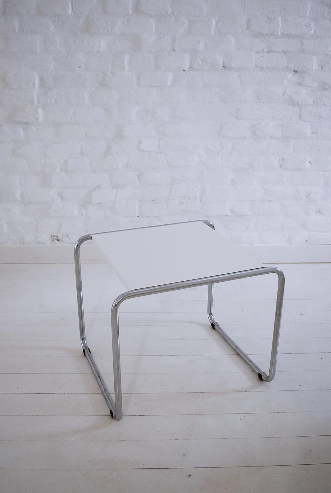 Chrome Pair of Bauhaus Tubular Side Tables after Marcel Breuer, Italy, 1990