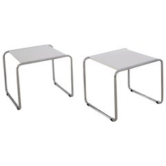Pair of Bauhaus Tubular Side Tables after Marcel Breuer, Italy, 1990
