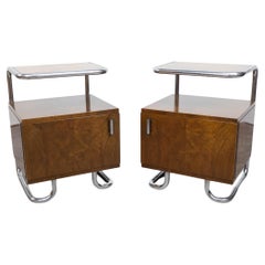 Coppia di comodini in acciaio tubolare Bauhaus di Petr Vichr