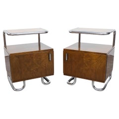 Pair of Bauhaus Tubular Steel Night Stands by Petr Vichr