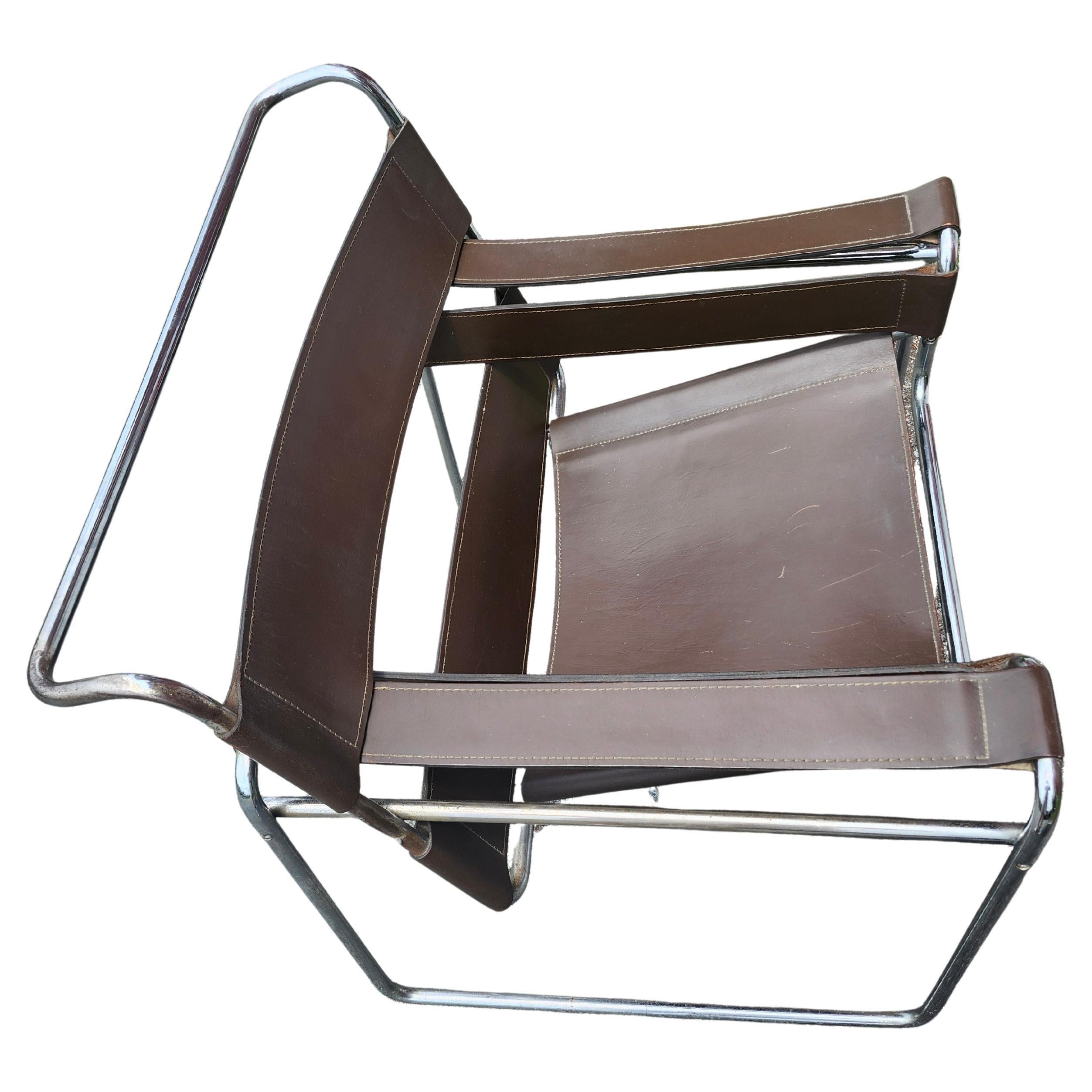 Steel Pair of Bauhaus Wassilly Chairs by Marcel Breur Mid Century c1965 Knoll Stendig For Sale