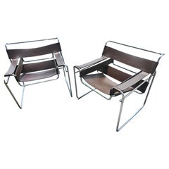 Pair of Bauhaus Wassilly Chairs by Marcel Breur Mid Century c1965 Knoll Stendig