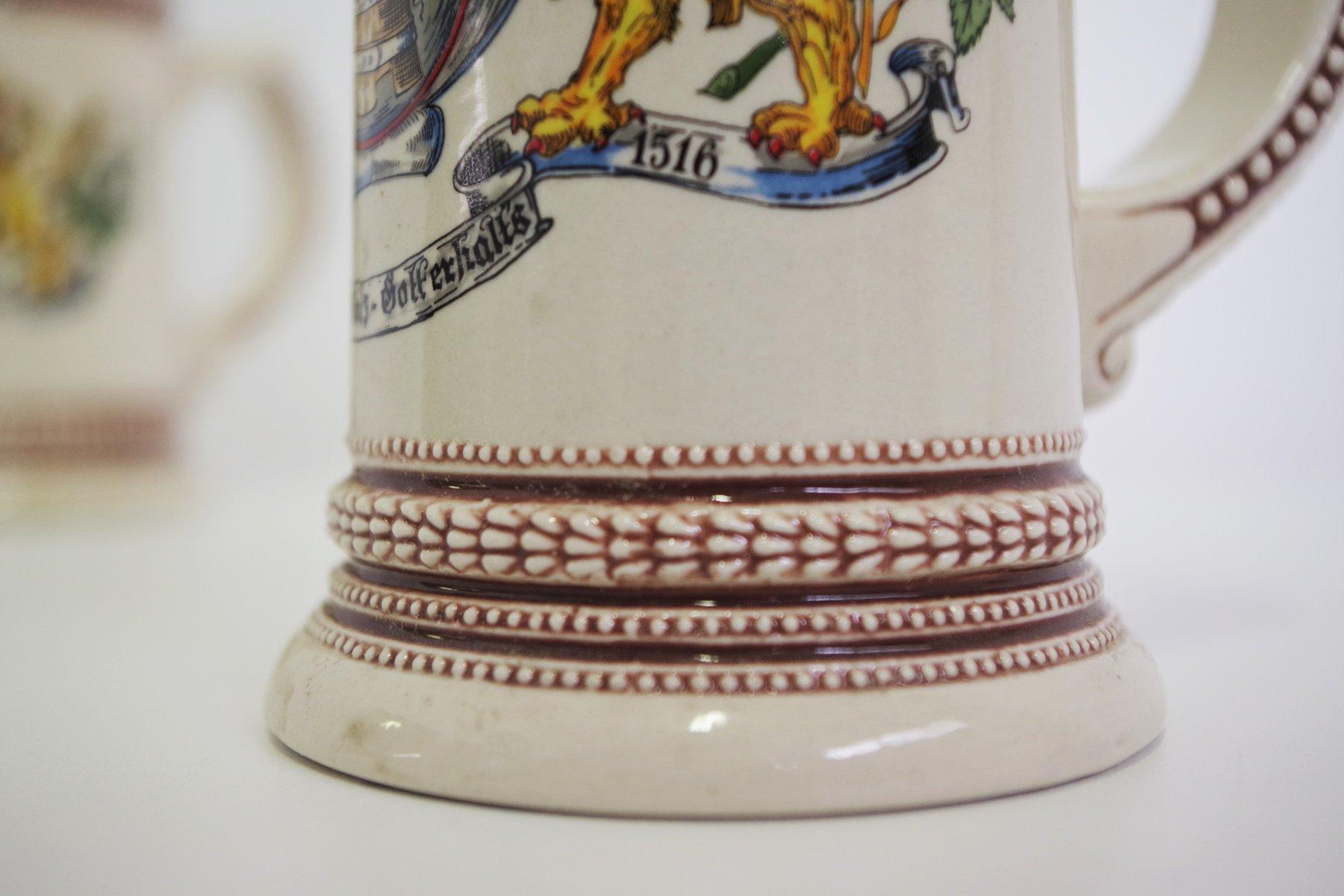 Pareja de jarras de cerveza de porcelana bávara - Años 80 Late 19th Century en venta