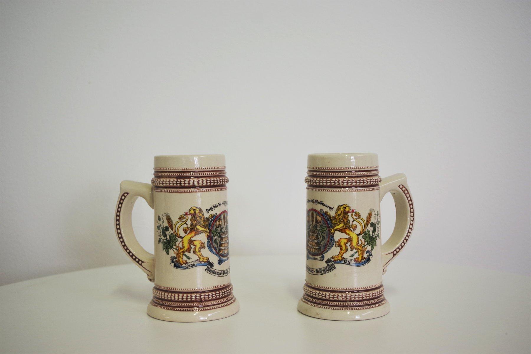 Pareja de jarras de cerveza de porcelana bávara - Años 80 Porcelana en venta