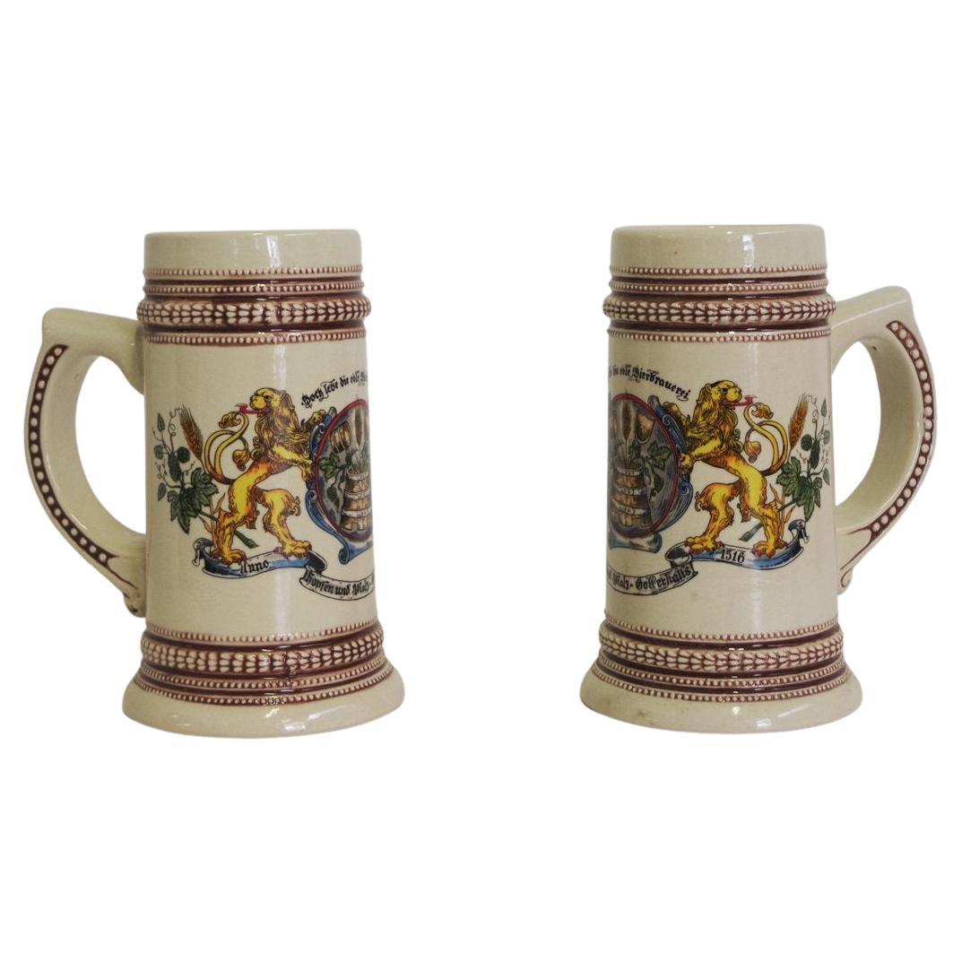 Pareja de jarras de cerveza de porcelana bávara - Años 80 en venta