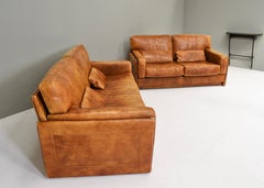 Pair of Baxter ‘Arcon’ Sofas in Buffalo Leather by Marco Milisich – Italy, 1970s