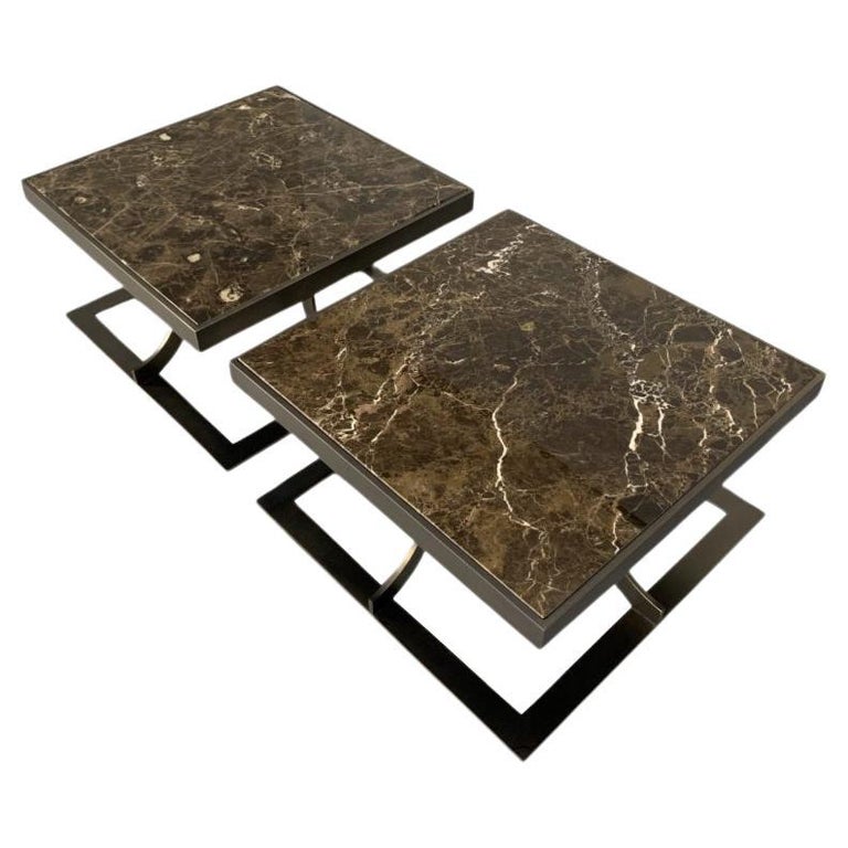 Pair of Baxter of Italy “Paul” Large Sofa Coffee Tables in “Emperador