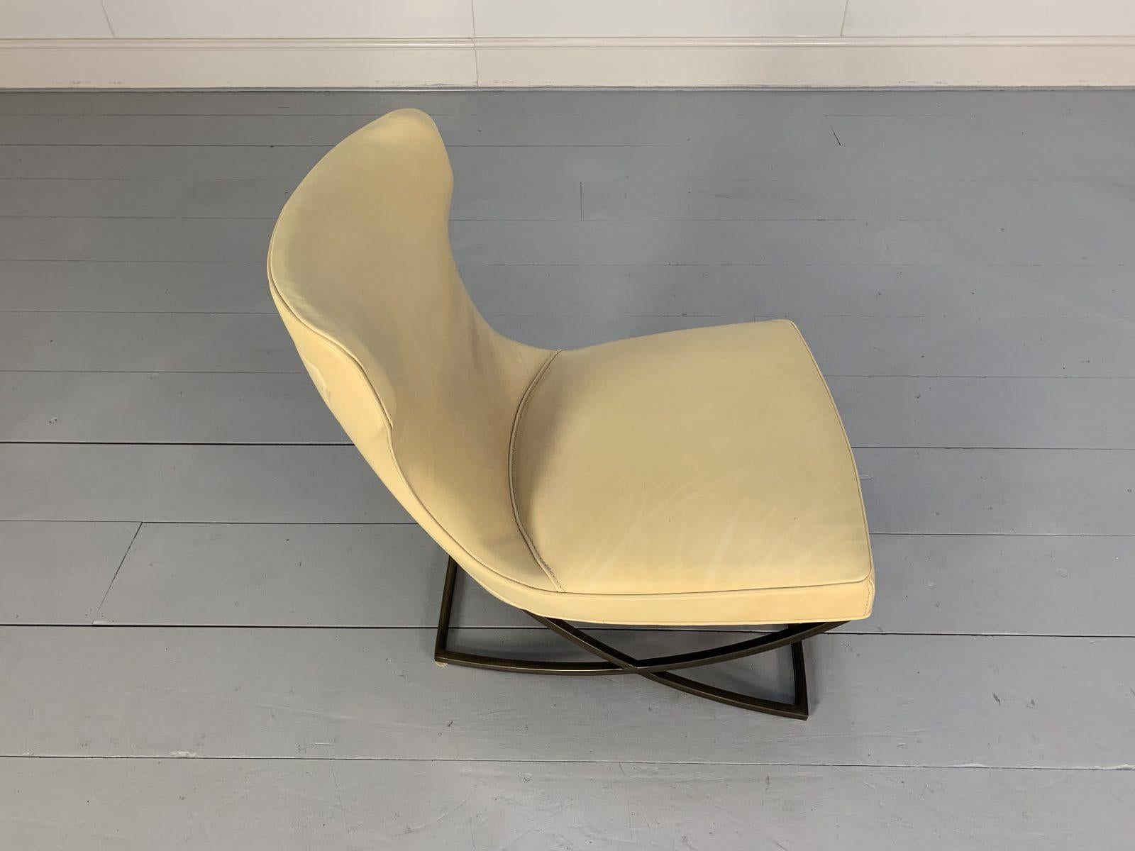 Pair of Baxter “Paloma” Chairs, in Cream Leather For Sale 7