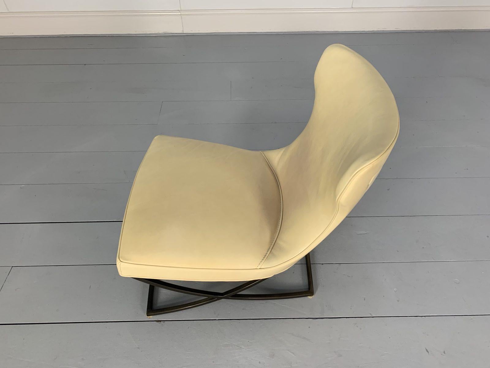 Pair of Baxter “Paloma” Chairs, in Cream Leather For Sale 8