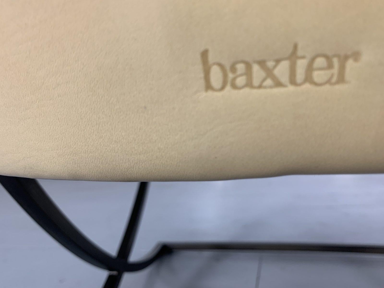 Pair of Baxter “Paloma” Chairs, in Cream Leather For Sale 11