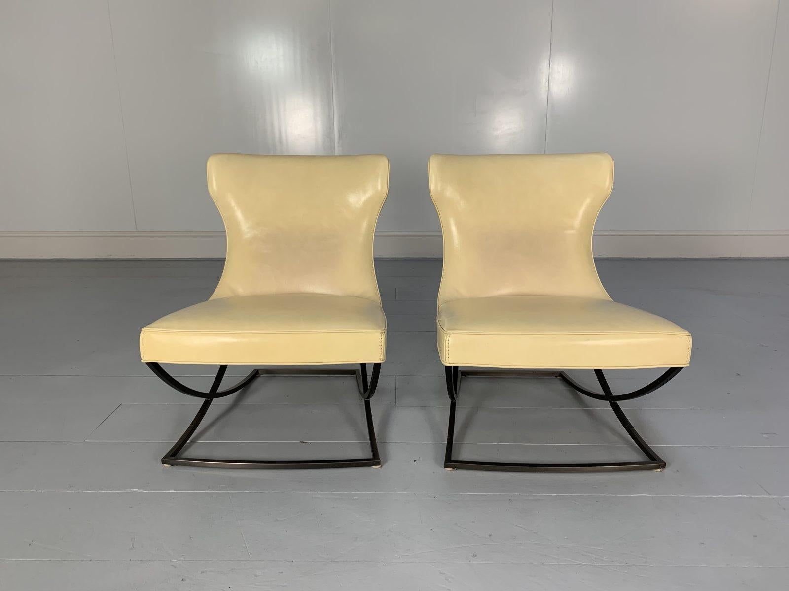 Pair of Baxter “Paloma” Chairs, in Cream Leather In Good Condition For Sale In Barrowford, GB