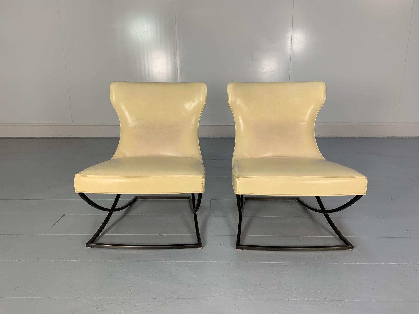 Paire de chaises Baxter Paloma - en cuir crème Bon état - En vente à Barrowford, GB