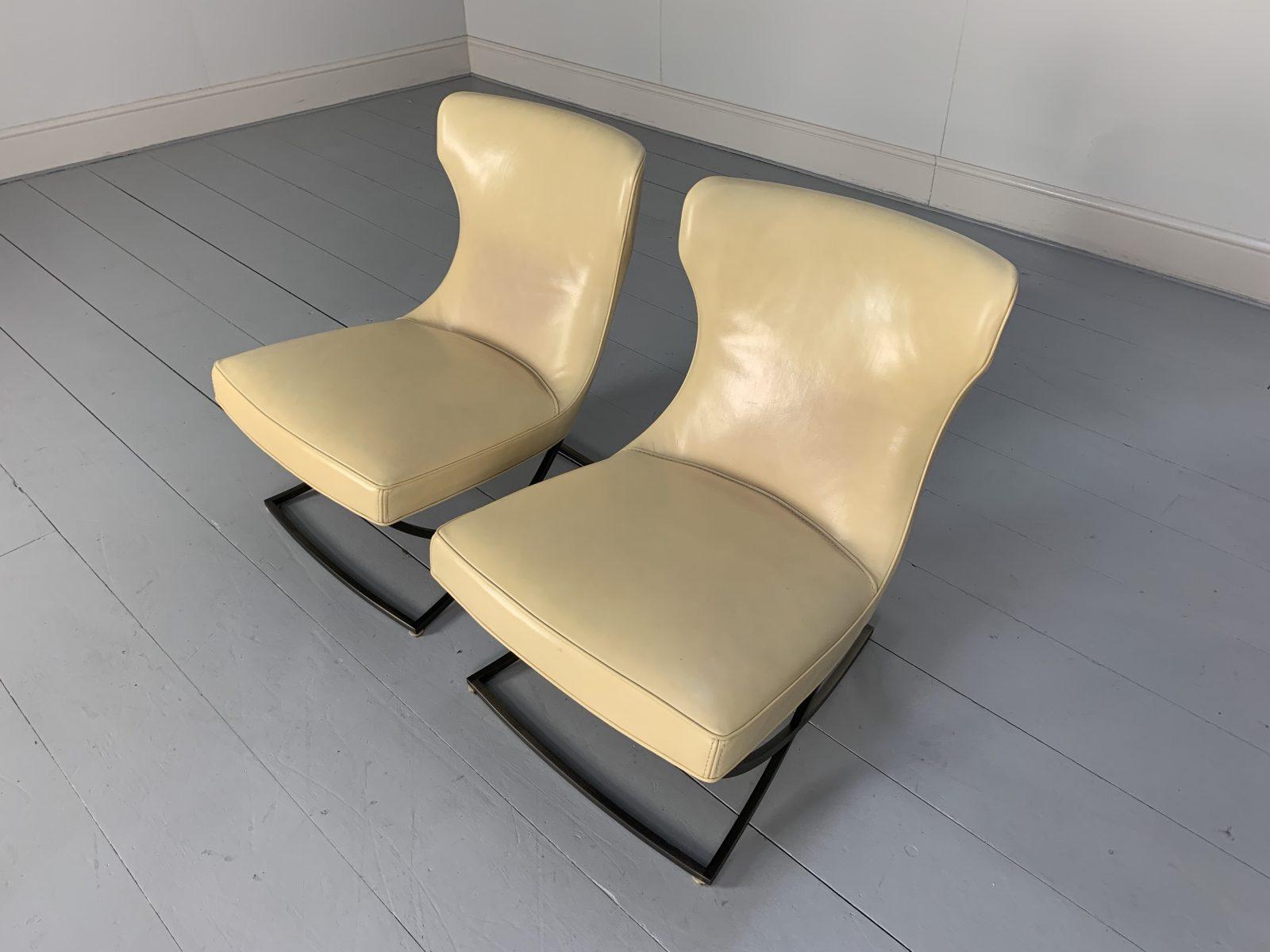 Pair of Baxter “Paloma” Chairs, in Cream Leather For Sale 1