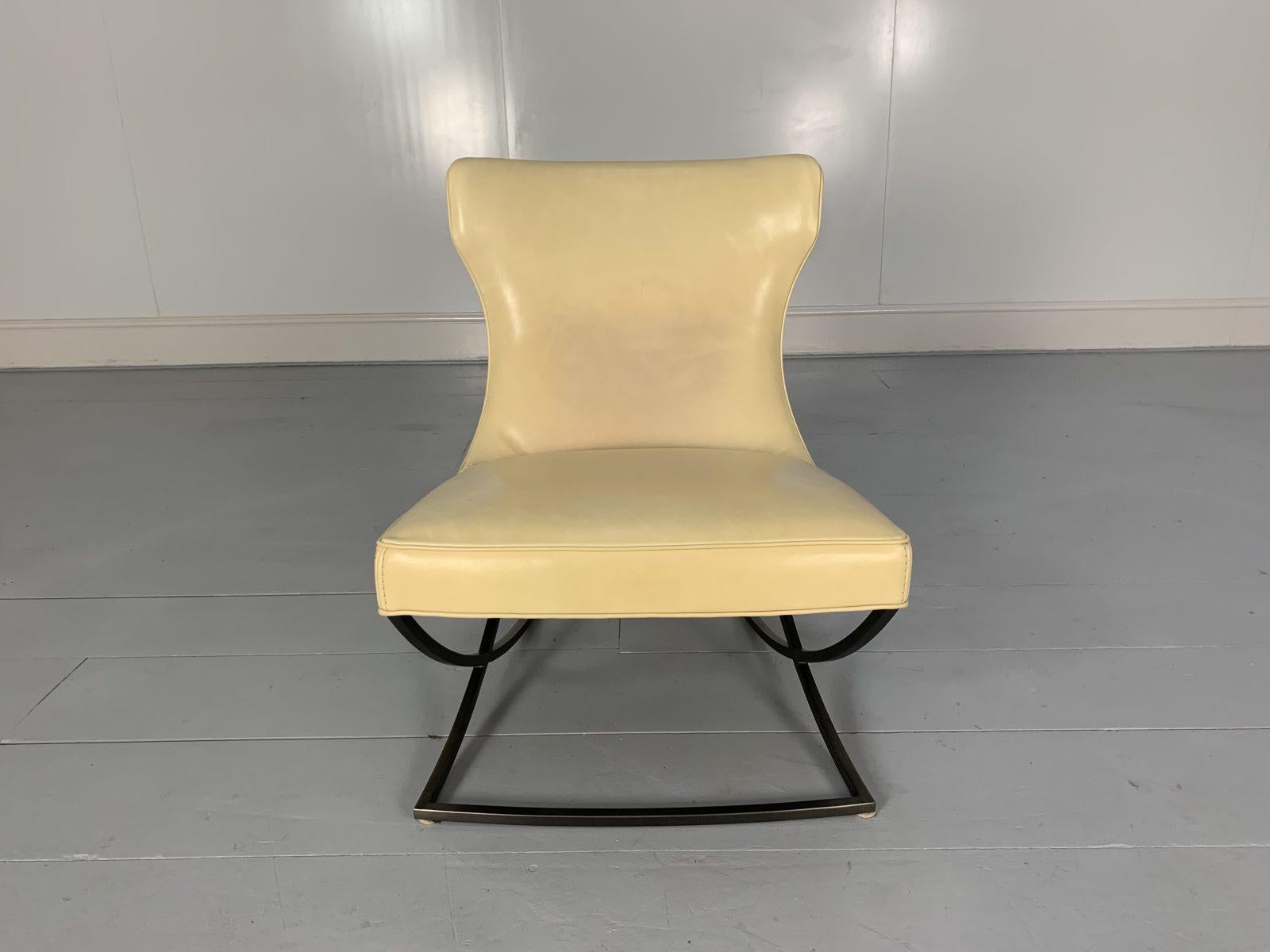 Pair of Baxter “Paloma” Chairs, in Cream Leather For Sale 2