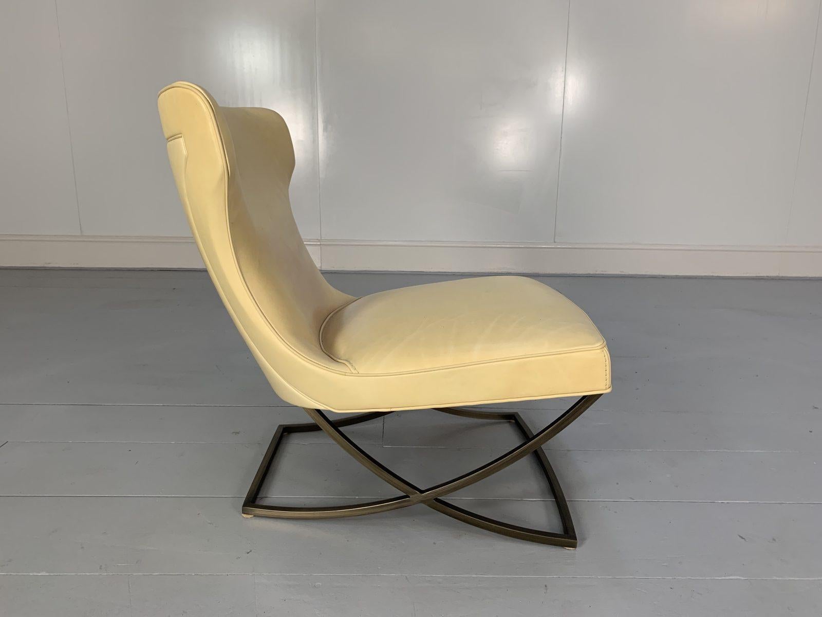 Pair of Baxter “Paloma” Chairs, in Cream Leather For Sale 3