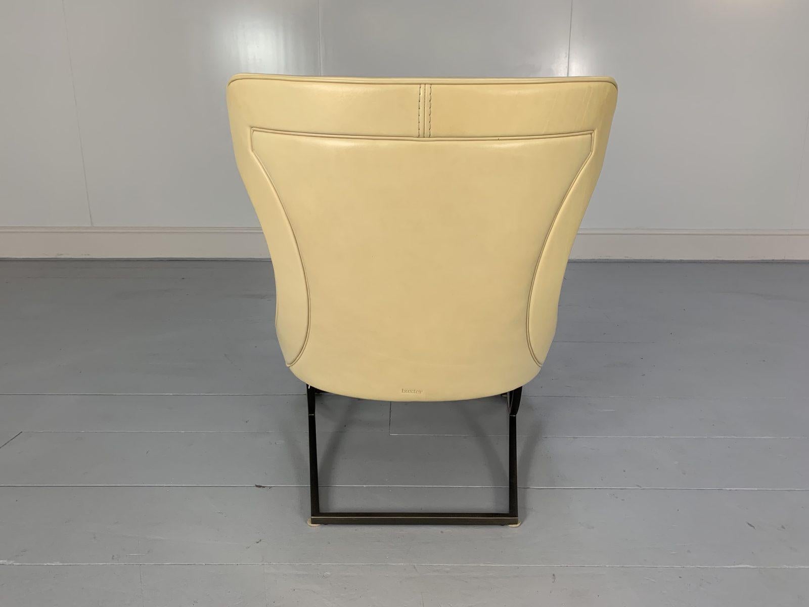 Pair of Baxter “Paloma” Chairs, in Cream Leather For Sale 4