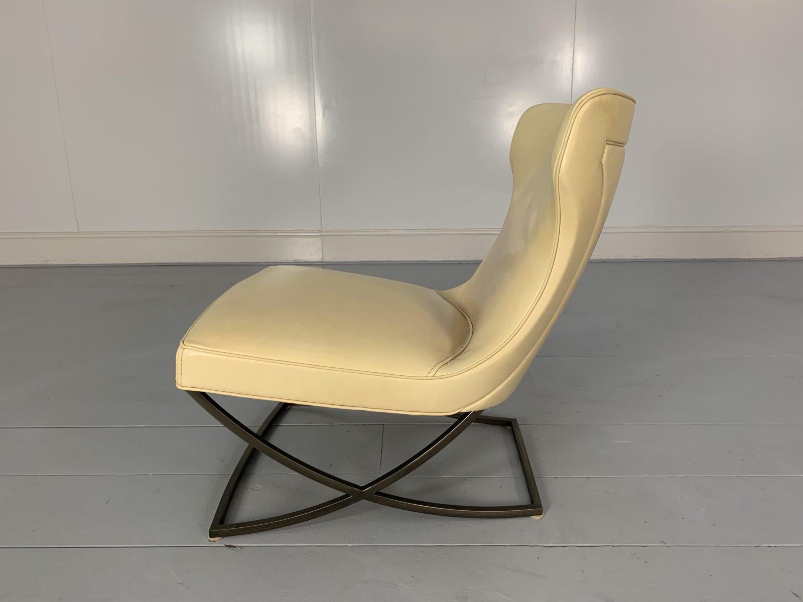 Pair of Baxter “Paloma” Chairs, in Cream Leather For Sale 5