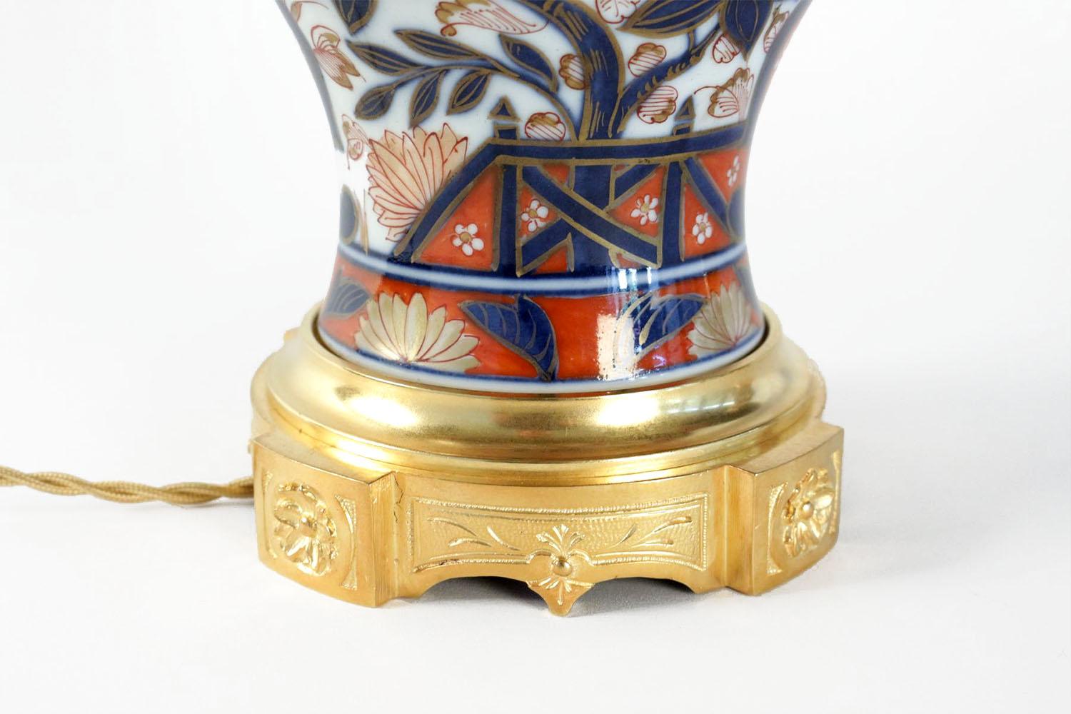 Pair of Bayeux Porcelain Lamps, Imari Decor, 19th Century 1