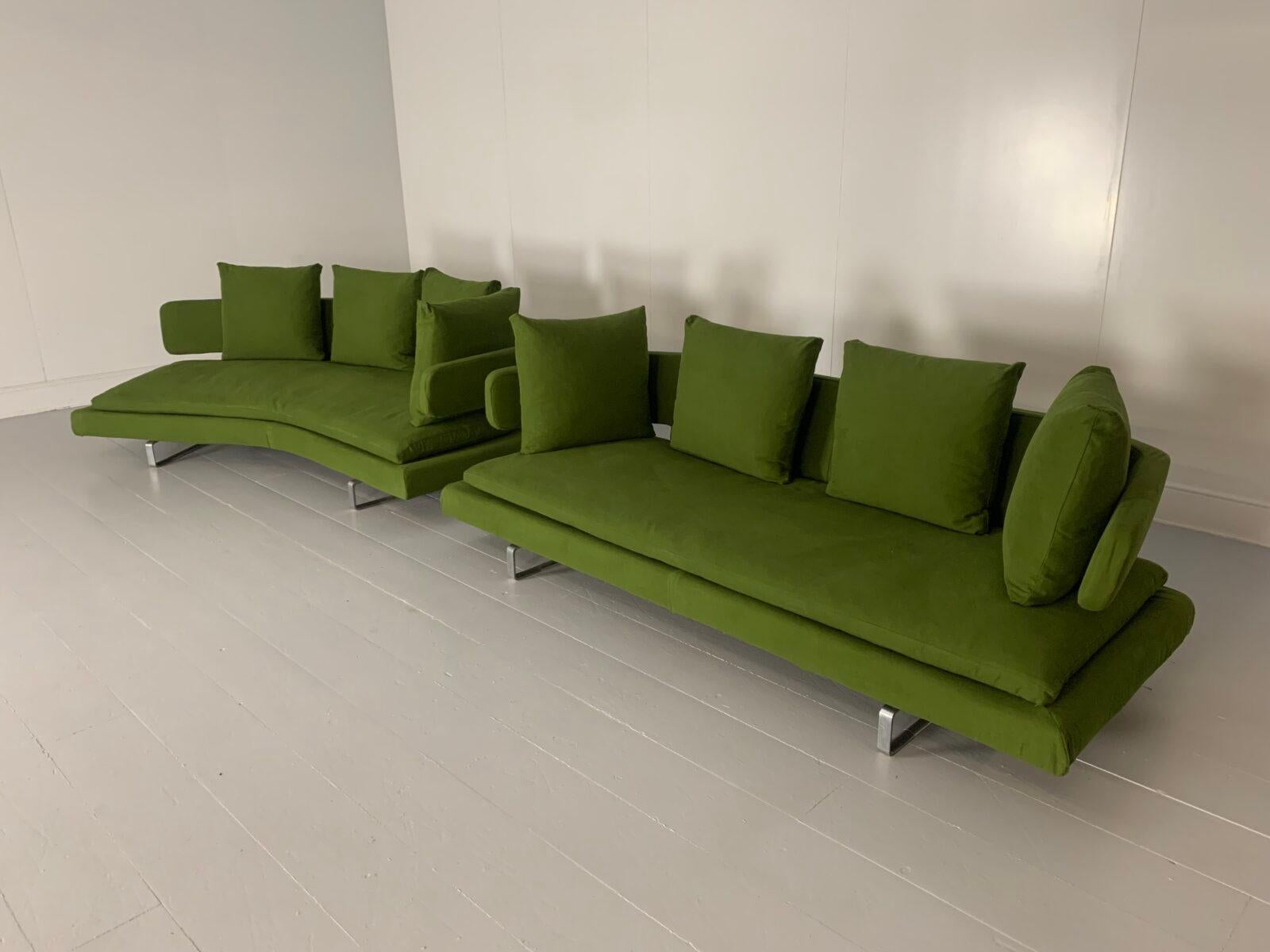 XXIe siècle et contemporain Paire de canapés à 3 placesArne de B&B Italia en tissu vert en vente