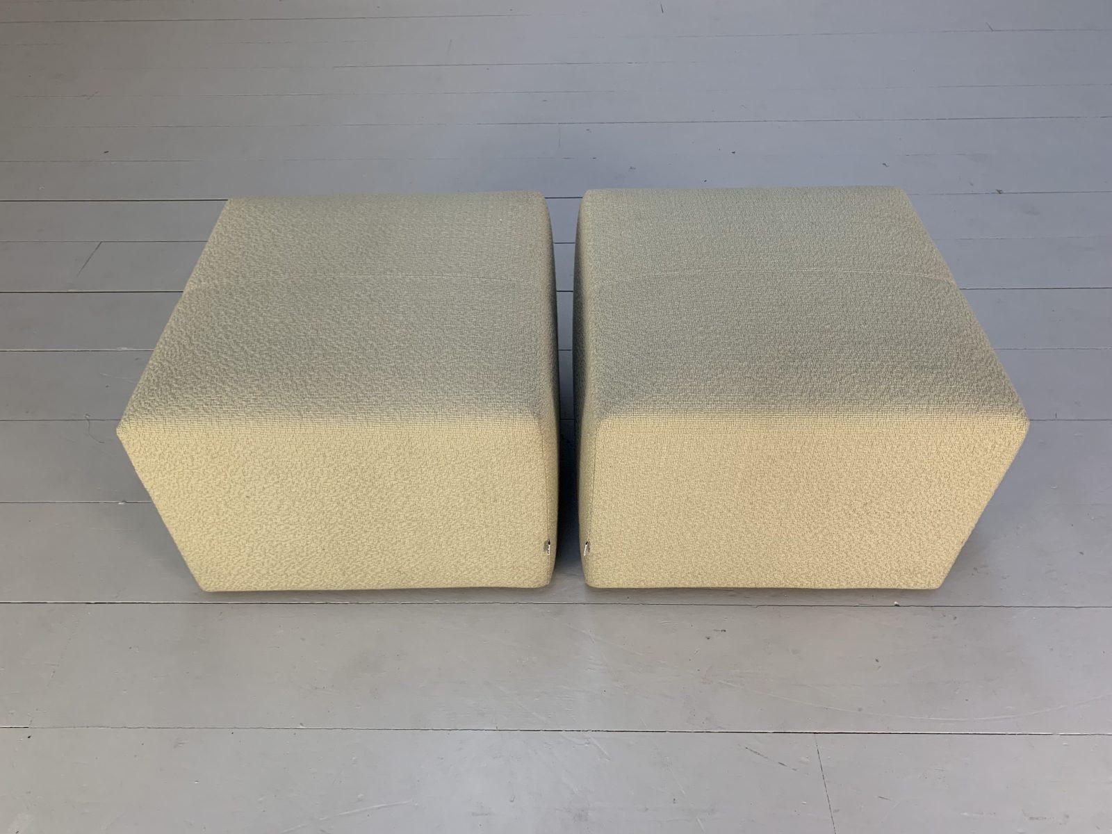 Pair Of B&B Italia “Charles” Footstools – In Ivory Boucle In Good Condition For Sale In Barrowford, GB