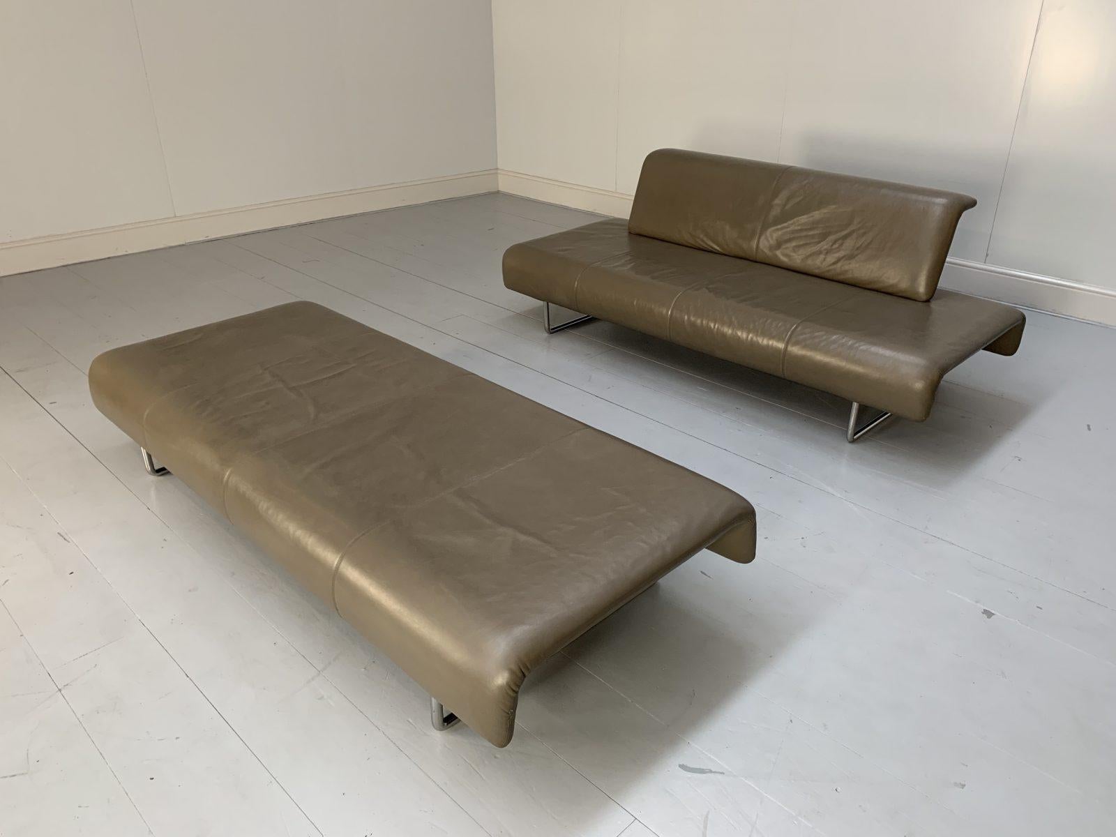 Pair of B&B Italia “Cloud ” Sofas in Grey “Gamma” Leather For Sale 3