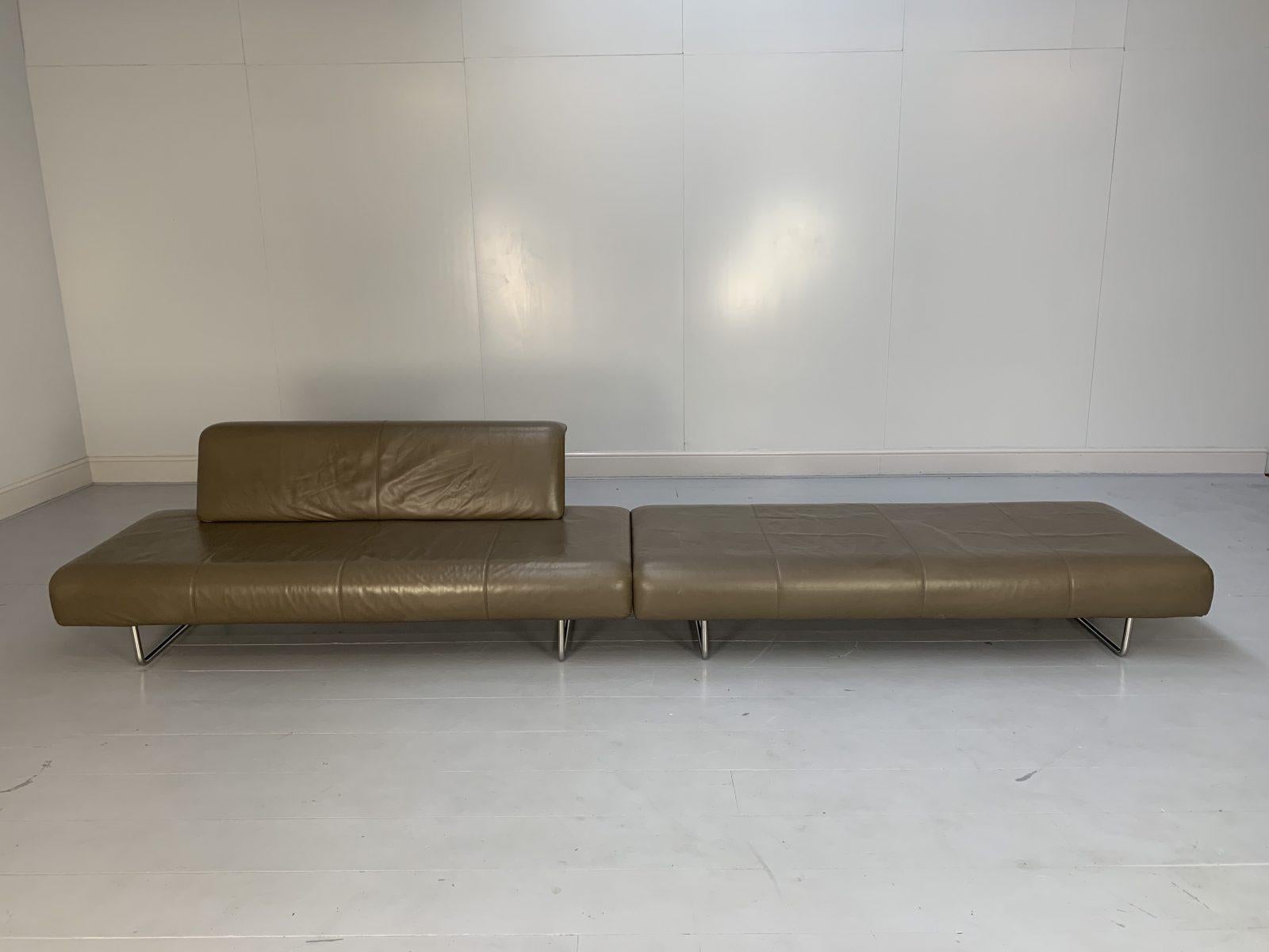 Contemporary Pair of B&B Italia “Cloud ” Sofas in Grey “Gamma” Leather For Sale