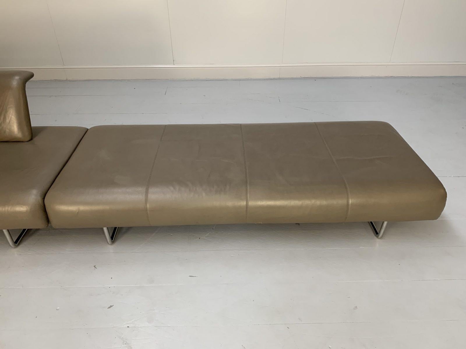 Pair of B&B Italia “Cloud ” Sofas in Grey “Gamma” Leather For Sale 1