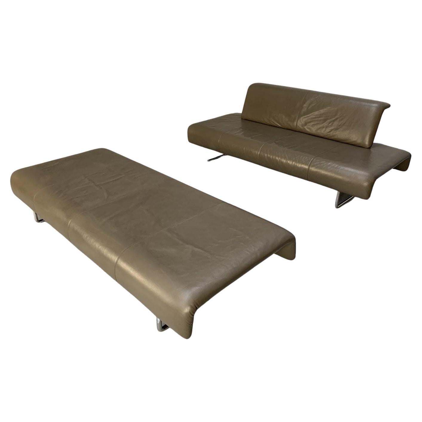 Pair of B&B Italia “Cloud ” Sofas in Grey “Gamma” Leather For Sale