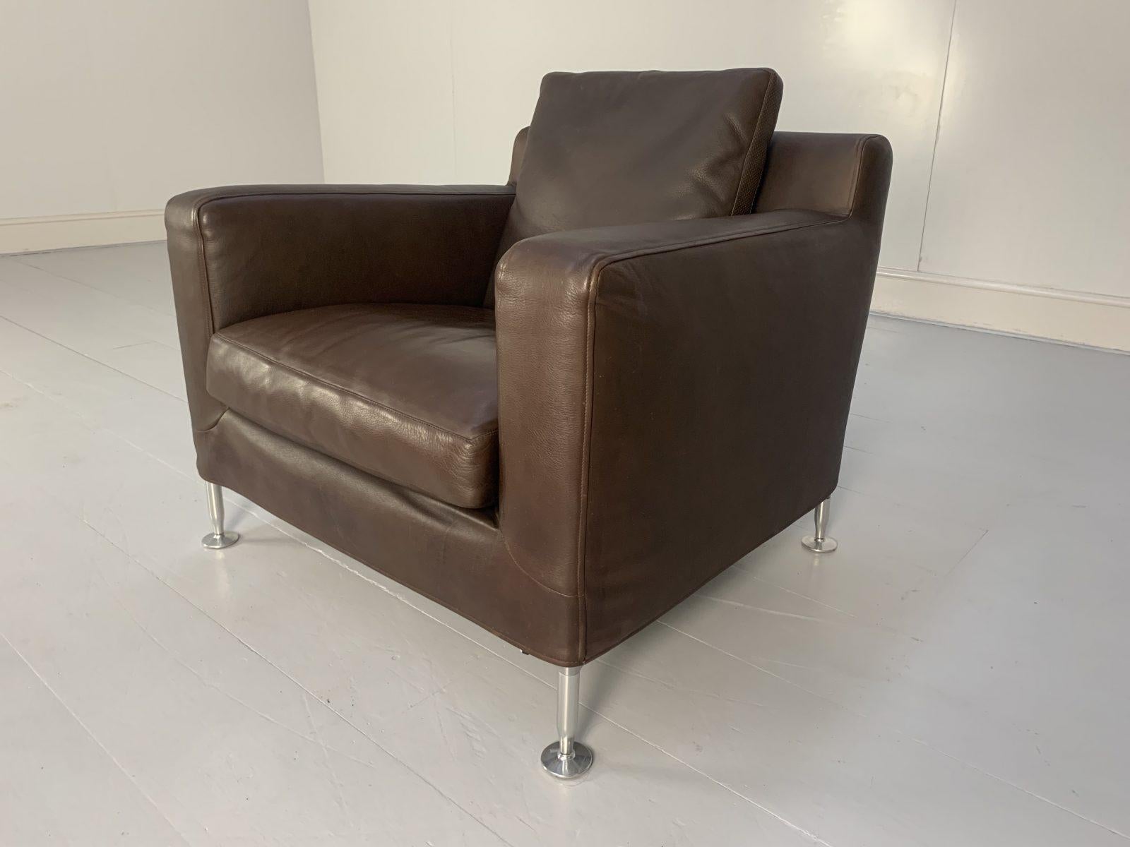 Pair of B&B Italia “Harry H85” Armchairs in Brown “Gamma” Leather For Sale 6