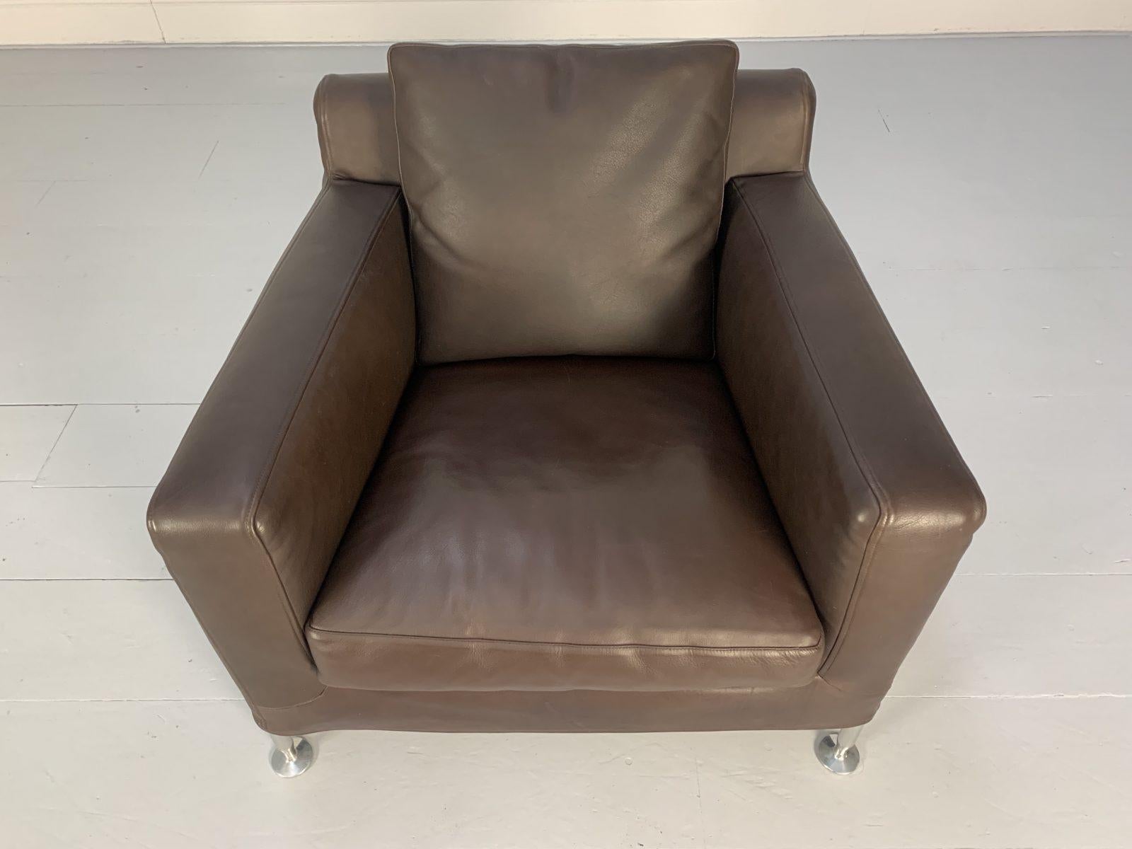 Pair of B&B Italia “Harry H85” Armchairs in Brown “Gamma” Leather For Sale 8