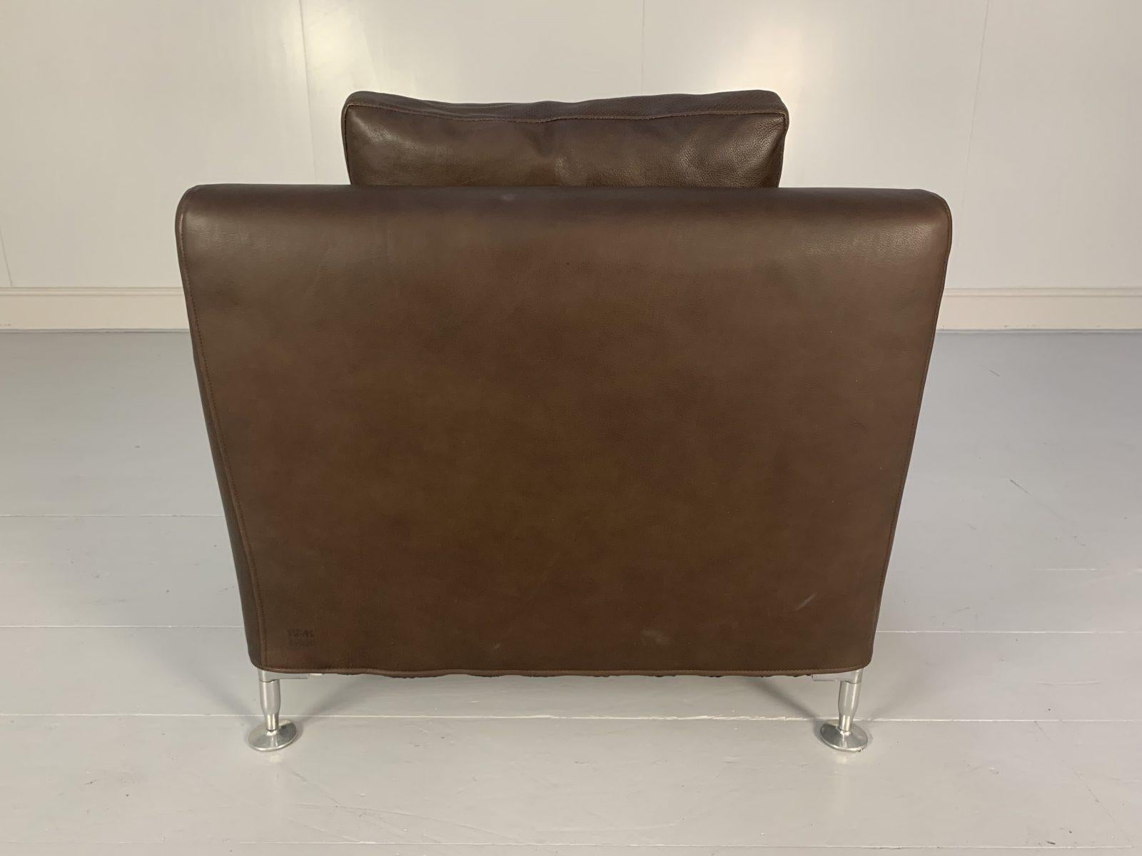 Pair of B&B Italia “Harry H85” Armchairs in Brown “Gamma” Leather For Sale 4