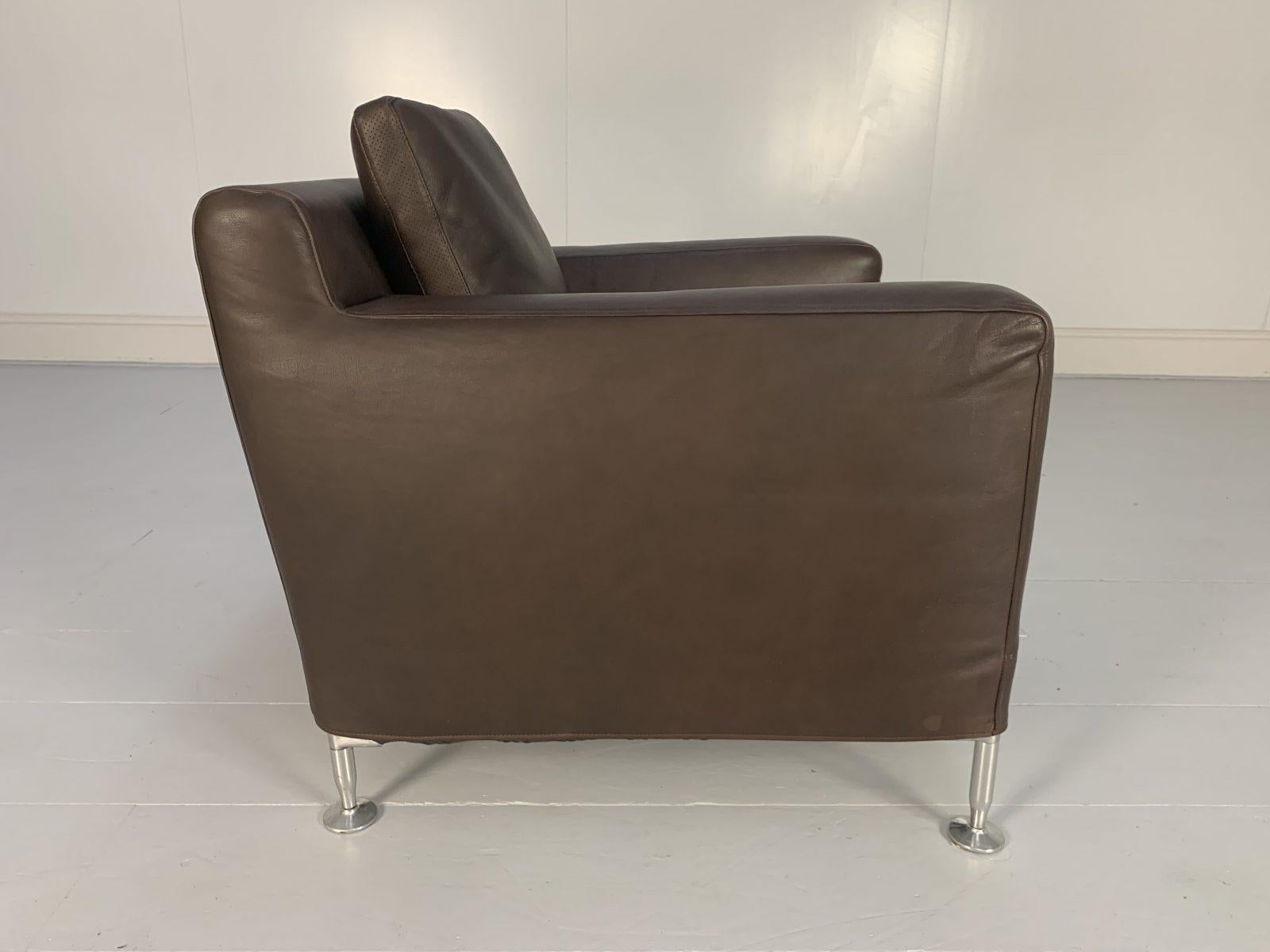 Pair of B&B Italia “Harry H85” Armchairs in Brown “Gamma” Leather For Sale 3