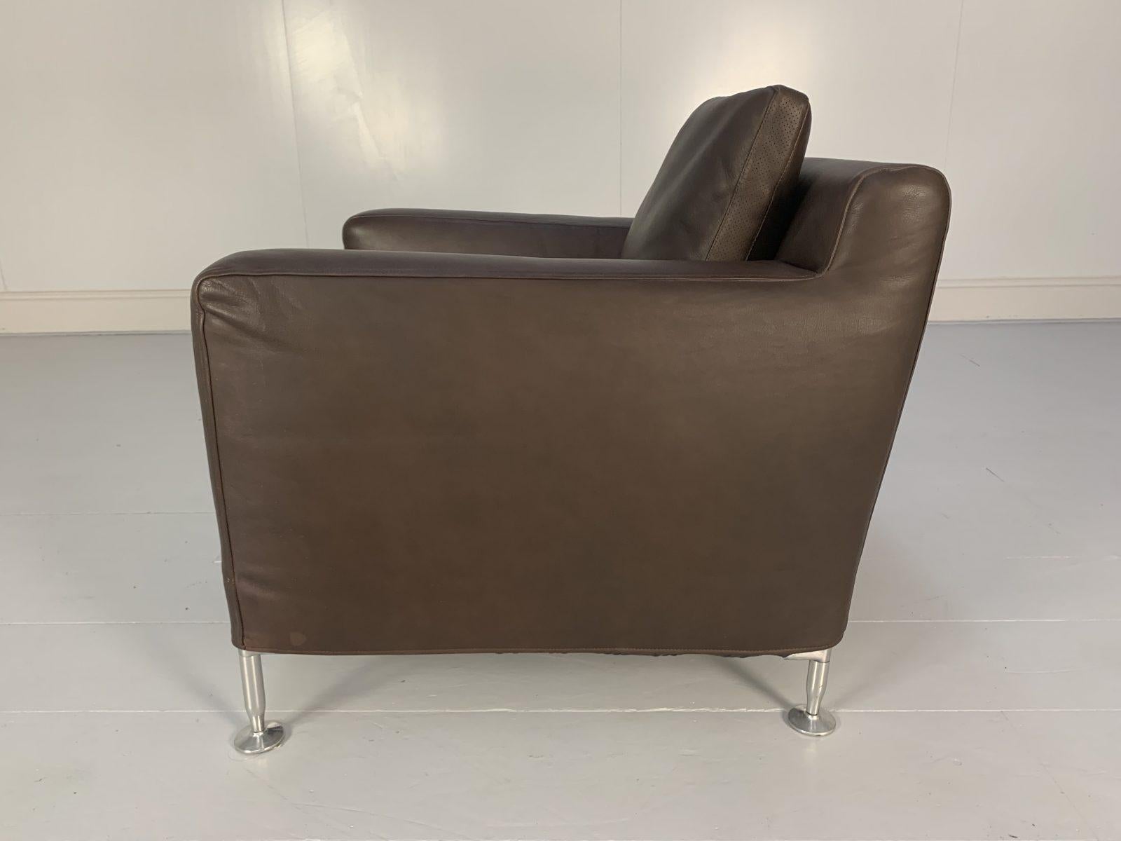 Pair of B&B Italia “Harry H85” Armchairs in Brown “Gamma” Leather For Sale 5